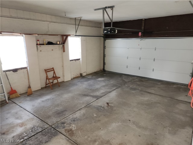 garage with a garage door opener