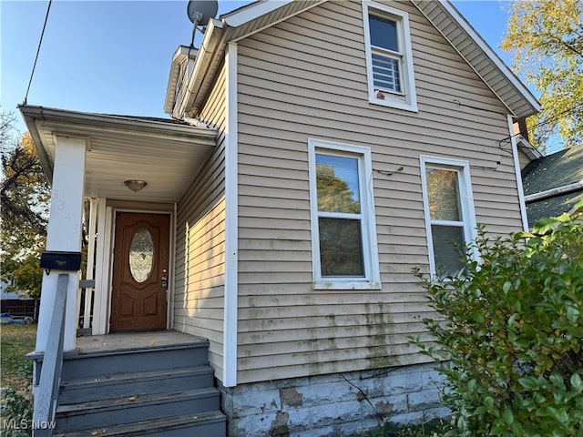 exterior space featuring a chimney