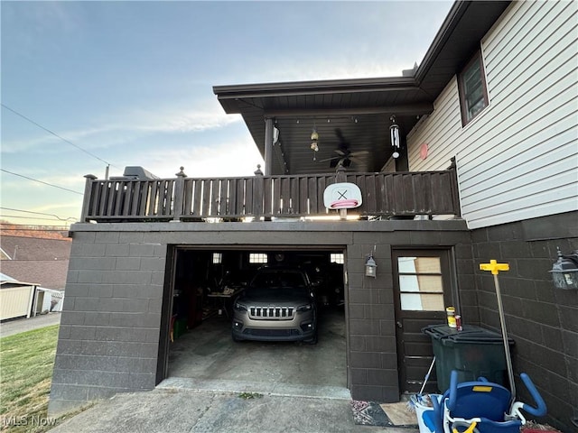 view of garage