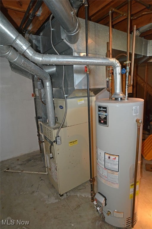 utility room featuring water heater