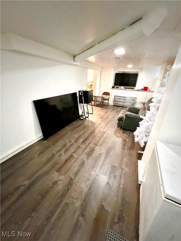 living room with hardwood / wood-style floors