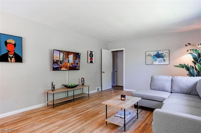 living room with hardwood / wood-style flooring