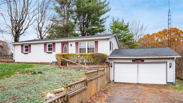 single story home with a garage