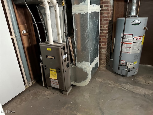 utility room with gas water heater