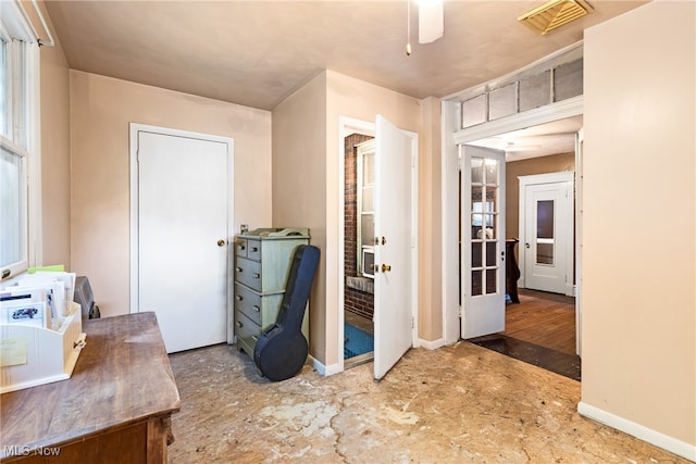 office area with hardwood / wood-style floors