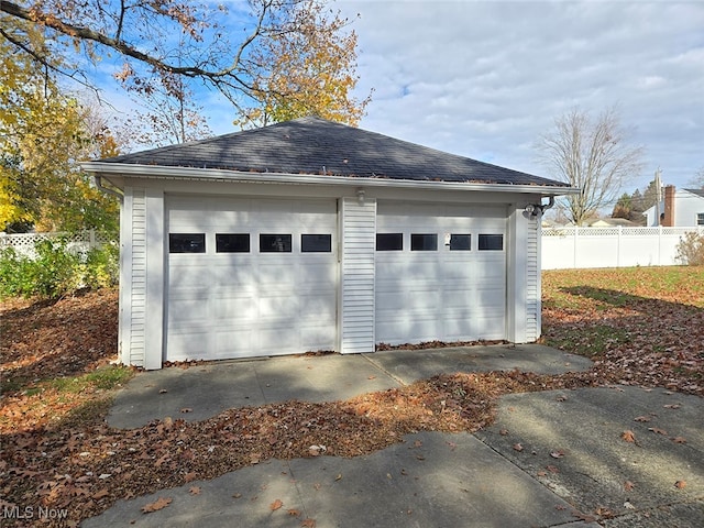 view of garage