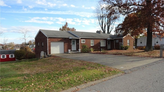 130 Clearview Ave, Weirton, WV 26062 - ranch-style home featuring an attached garage, brick siding, concrete driveway, and a chimney