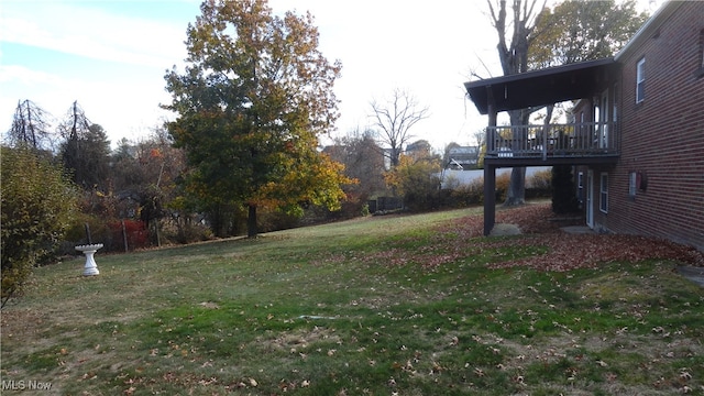 view of yard with a deck