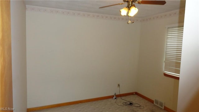 unfurnished room featuring ceiling fan