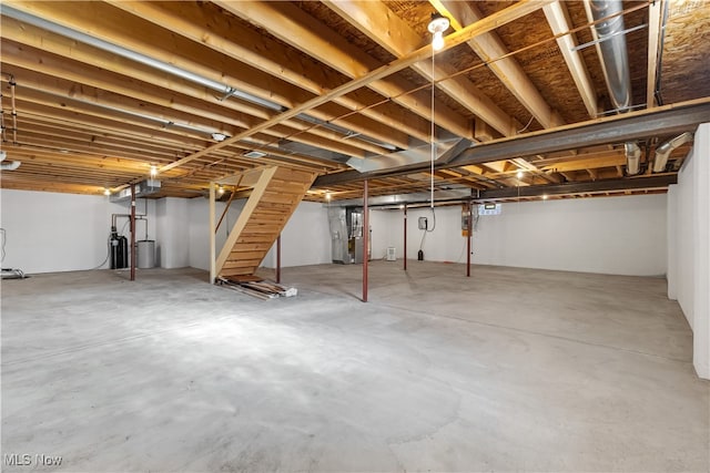 basement with heating unit