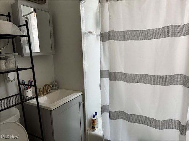 bathroom with toilet and vanity