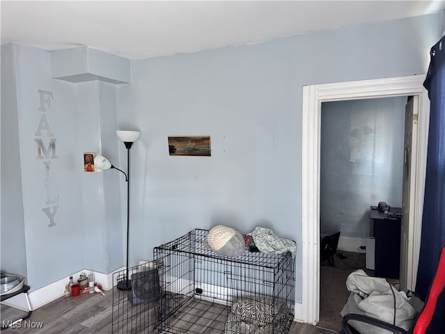 bedroom with wood-type flooring