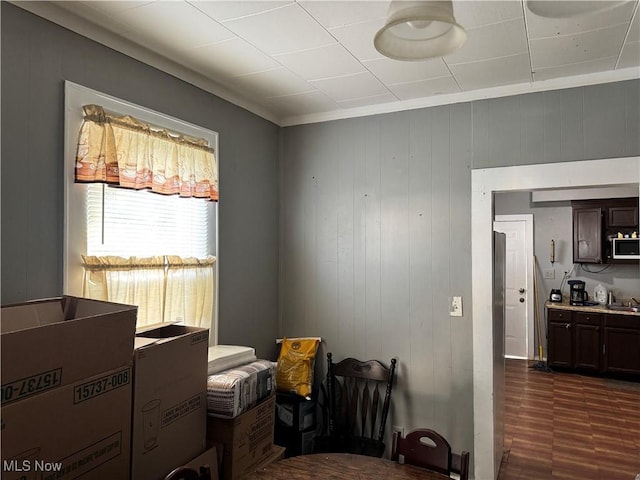 interior space featuring dark wood-style flooring