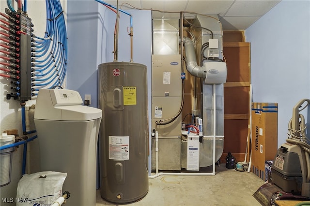 utilities featuring water heater and heating unit