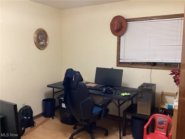 office space featuring light hardwood / wood-style floors