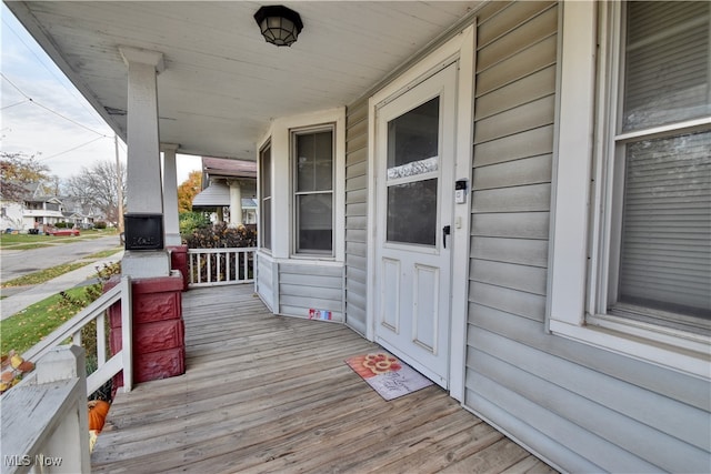 wooden deck with covered porch