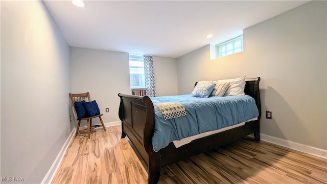 bedroom featuring light hardwood / wood-style floors