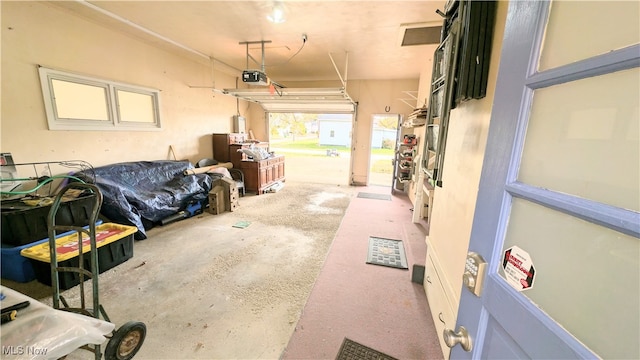 garage with a garage door opener