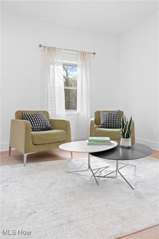 living room with hardwood / wood-style flooring