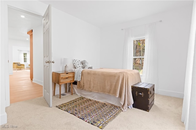 bedroom featuring light hardwood / wood-style flooring