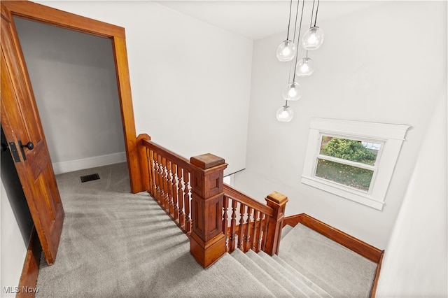 stairs with carpet floors