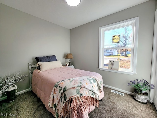 carpeted bedroom with multiple windows