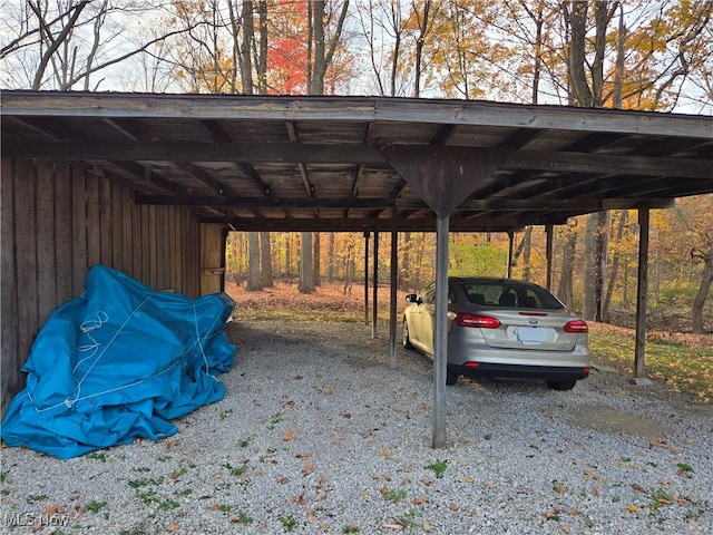 view of car parking with a carport