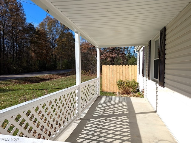 view of patio featuring covered porch