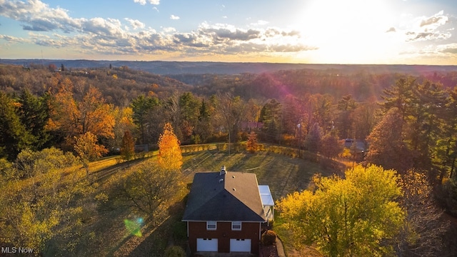 view of aerial view at dusk