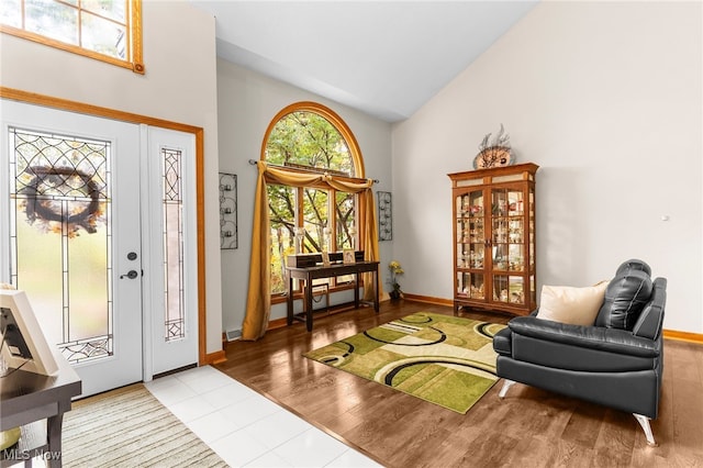 370 Wilcox Rd, Austintown, OH 44515 - tiled entrance foyer featuring high vaulted ceiling and baseboards