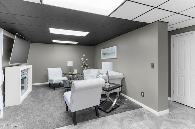 370 Wilcox Rd, Austintown, OH 44515 - living room featuring a paneled ceiling and baseboards