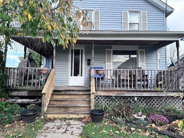 47 Swan St, Geneva, OH 44041 - view of exterior entry with a porch
