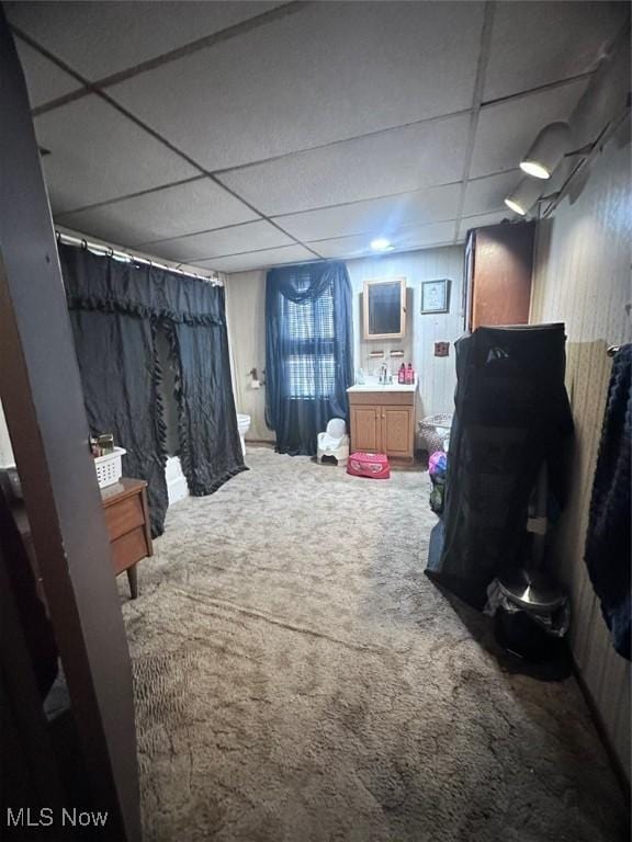 47 Swan St, Geneva, OH 44041 - interior space featuring carpet and a drop ceiling