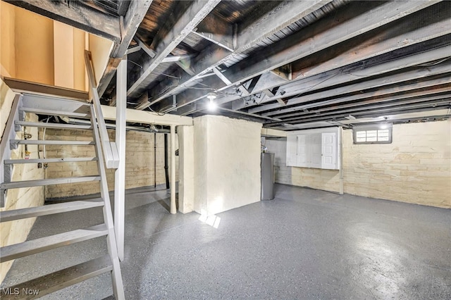 basement with water heater