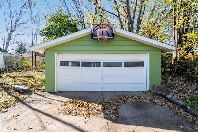 view of garage