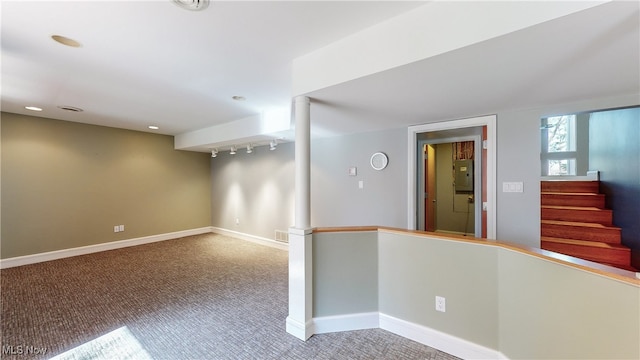 basement with carpet