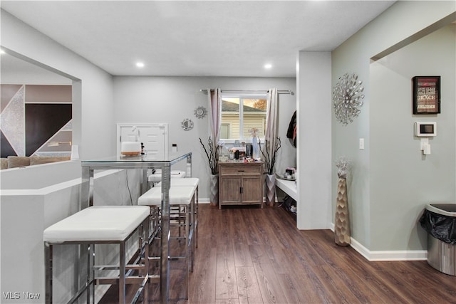 interior space with dark wood-type flooring