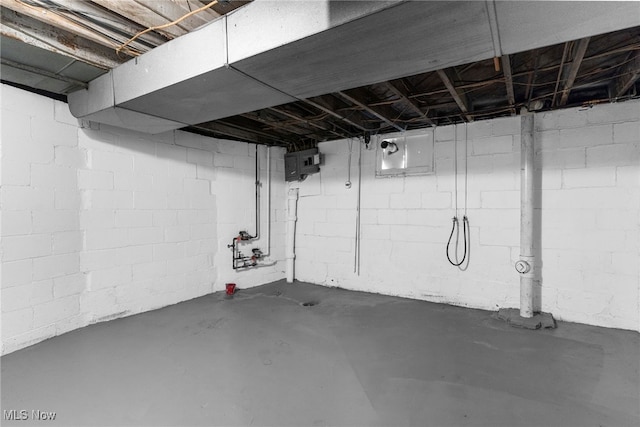 basement with electric panel