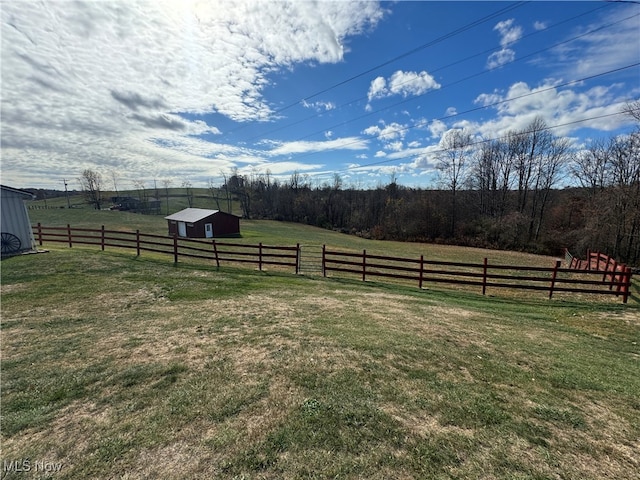 view of yard with a rural view