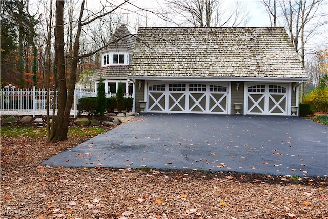 exterior space with a garage