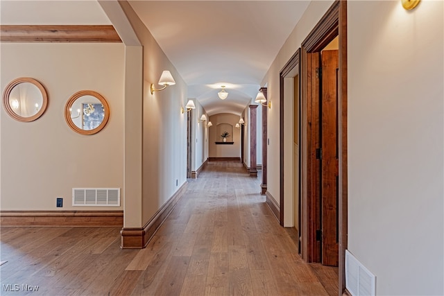 hall featuring light hardwood / wood-style flooring