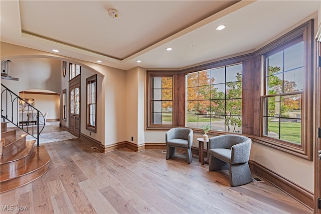 living area with light wood-type flooring