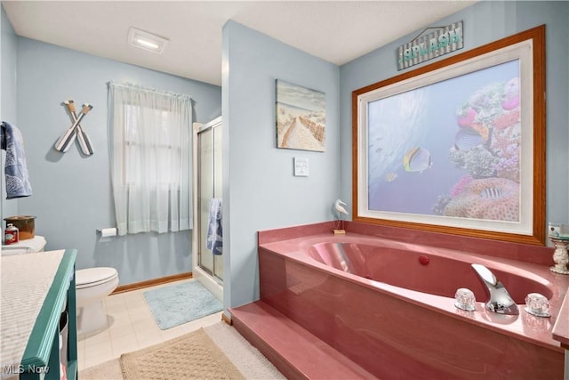 1284 Laurel Dr, West Salem, OH 44287 - bathroom with a shower stall, a bath, toilet, vanity, and tile patterned floors