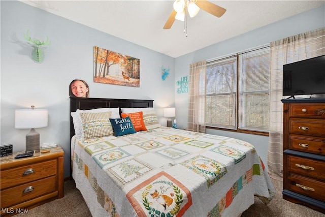 1284 Laurel Dr, West Salem, OH 44287 - bedroom with carpet flooring and a ceiling fan