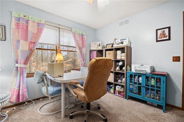 office area featuring carpet flooring