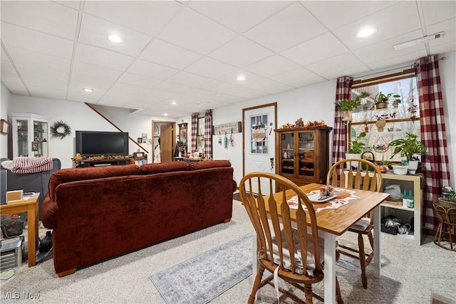 1284 Laurel Dr, West Salem, OH 44287 - carpeted dining space with a paneled ceiling and recessed lighting