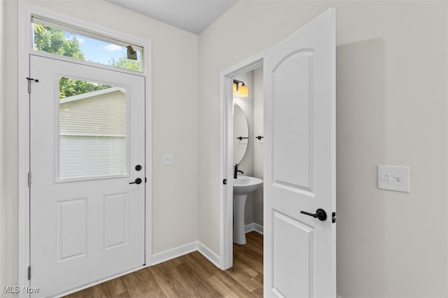 entryway featuring hardwood / wood-style flooring