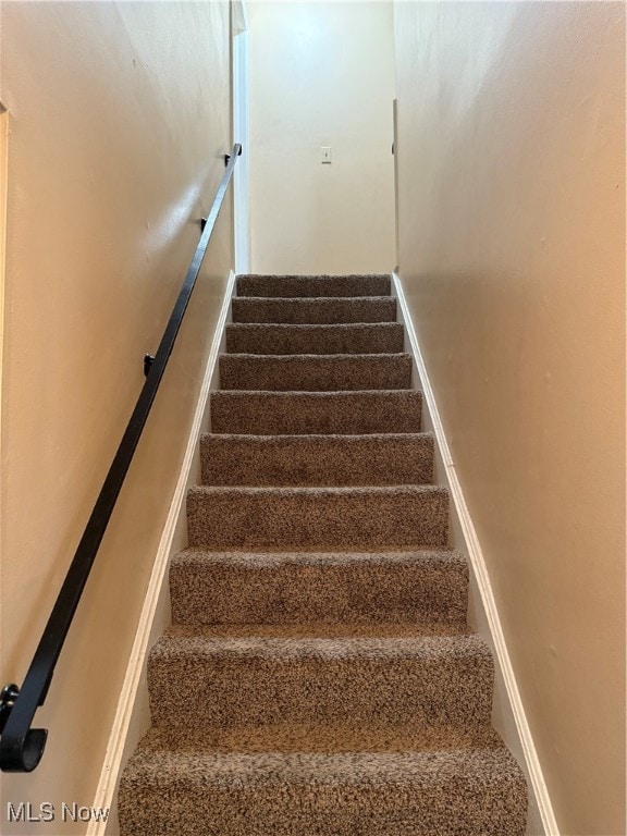 stairway with carpet flooring