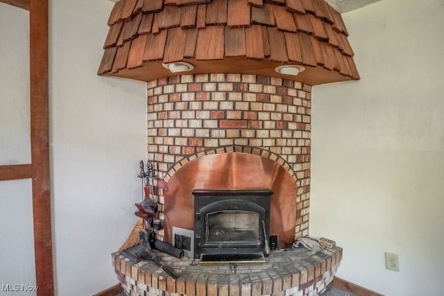 details featuring a wood stove