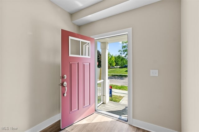 entryway with light wood-type flooring